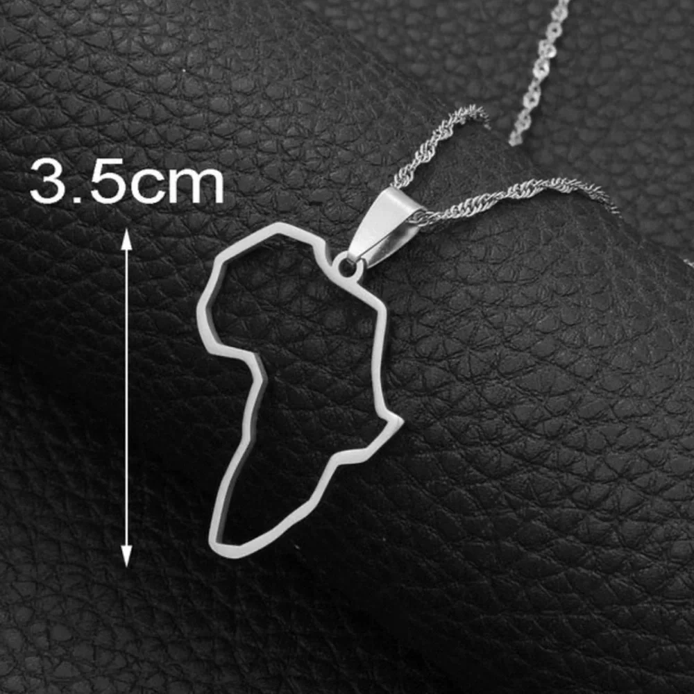 Silver Africa map necklace